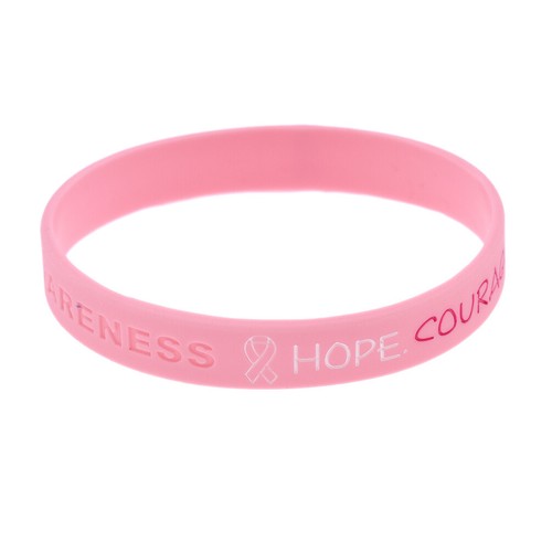 1PC Breast Cancer Awareness Bracelet Pink Silicone Wristband Jewelry Fashion - Bild 5 von 5
