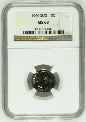 1966 Roosevelt Dime SMS NGC MS68 SP68