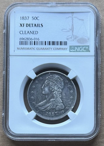 1837 50C NGC XF DETAILS 1837 CAPPED BUST HALF DOLLAR SILVER 50c