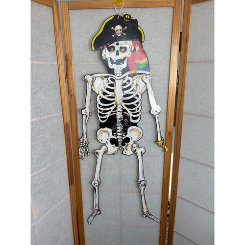 Vintage Halloween Die Cut Skeleton Pirate Captain Hook 44" Paper Retro Spooky