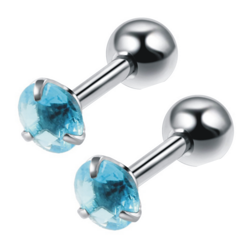 2Pcs Zirconia Small Cute 16G Surgical Steel Screw Back Ball Helix Studs Earring - Picture 9 of 15
