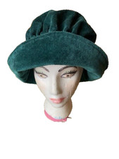 Vintage Woman's Hat Dark Green Velvet Sz. S/M Satin-lined Steampunk Victorian