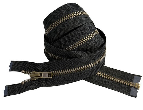 YKK #7 37" - 48" Antique Brass Metal Heavy Duty Separating Jacket Zippers BLACK - Bild 4 von 4