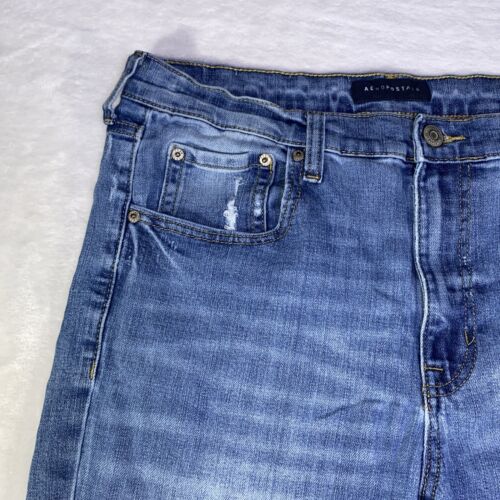Aeropostale Jeans Womens 14 High Rise Flare Light Wash Stretch Distressed - Picture 3 of 22