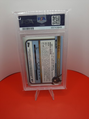 2022 BOWMAN CHROME GREEN MINI DIAMOND REFRACTOR REF JACKSON CHOURIO 79/99 PSA 10 - Picture 4 of 6