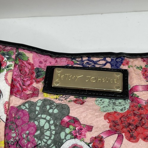 Sequined Skull Floral Multicolor Chain Straps Betsey Johnson Purse Preowned - Picture 2 of 6