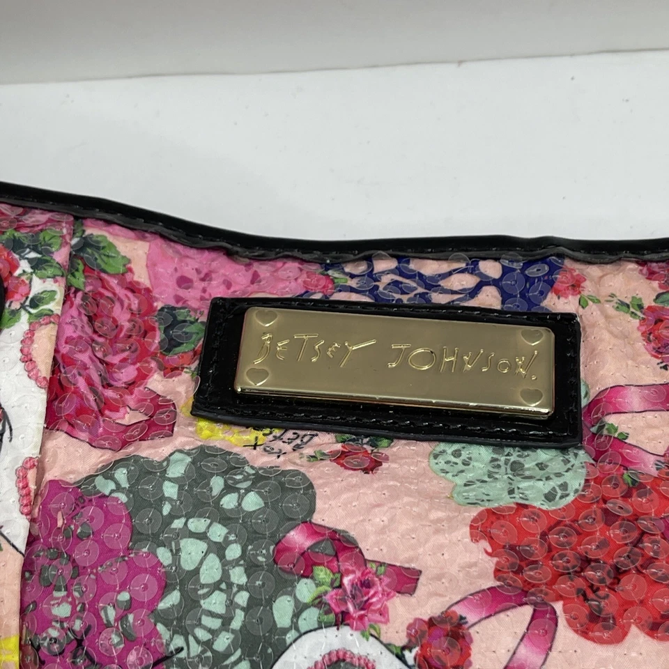 Sequined Skull Floral Multicolor Chain Straps Betsey Johnson Purse - Image 2 of 4