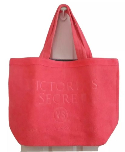 Victorias Secret Beach Bag Supermodel Large Terry Cloth Getaway Duffel Tote Pink