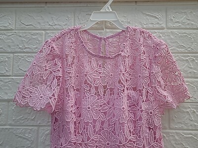 self-portrait Guipure Lace Mini Dress in Pink - Size US 0/ UK 4 self-portrait Guipure Lace Mini Dress in Pink - Size US 0/ UK 4