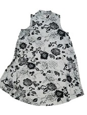 Philosophy Dress Small Grey Black Floral Sleeveless Mock Neck Shift