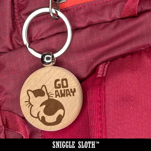 Fluffy Black Cat Santa Hat Christmas Engraved Wood Round Keychain Tag Charm - Picture 5 of 6