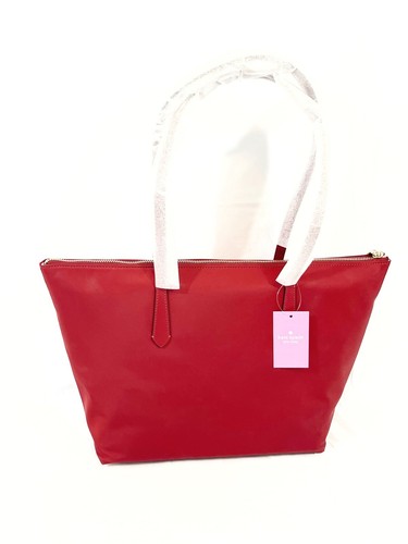 Kate Spade Kitt Nylon Womens Large Tote Bag Red Currant New With Tags - Picture 3 of 12