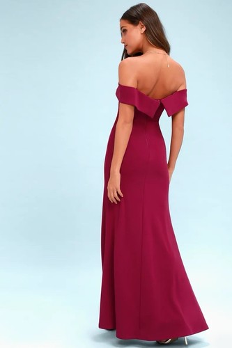 Neu mit Etikett Lulus Damen Maxikleid Größe M Song of Love Magenta Pink schulterfrei - Bild 5 von 21
