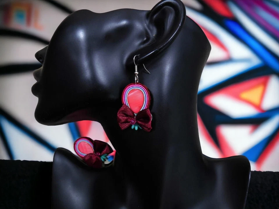 Ohrringe Technik soutache Kunsthandwerk - - Bild 2 von 2