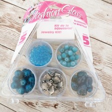Cousin Corp Fashion Glass 5 Bracelet Jewelry Kit Blueberry Teal Blue Silvertone