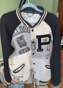 ralph lauren patchwork baseball jacket