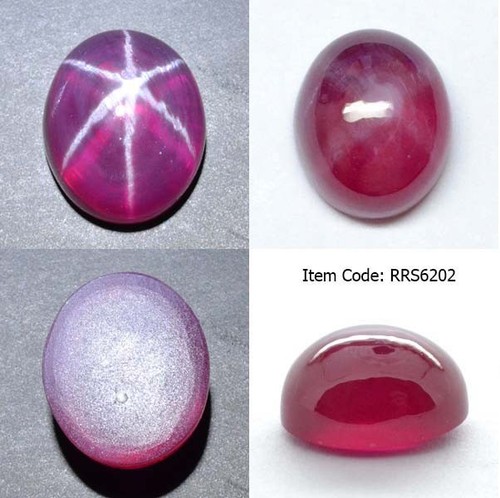 Ovaler 13x11 mm roter Rubin Stern Saphir 6 Strahlen Laborkorund Cabochon - Bild 15 von 24