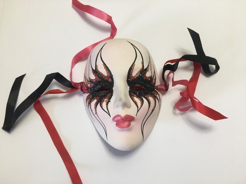 Karneval Maske Keramik Vintage signiert '89 1989 NOLA Gesicht Wand Geschenk New Orleans