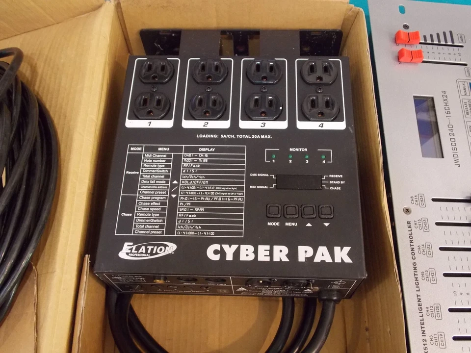 Elation CYBER PACK 4-Channel Dimmer pack w/DISCO 240 16ch mixer & control cable - Image 2 of 4
