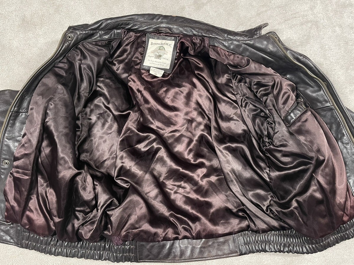 Banana Republic Leather Flight Bomber Jacket Size 42 Brown