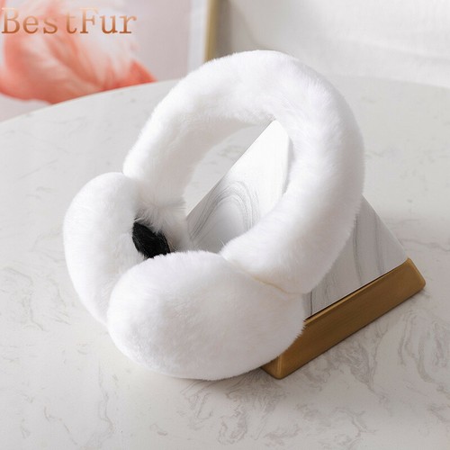Orejeras plegables de piel de conejo real para mujer Ordello suave cálido para esquí al aire libre - Imagen 12 de 17