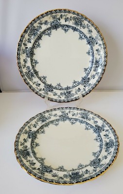 2 KEELING & CO LATE MAYERS watford BLUE FLOW TRANSFER WARE CIRCA 1886-91 Plates