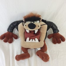 Tyco Vintage 1994 Looney Tunes Taz 15" Plush Biker Jacket Backpack Warner Bros