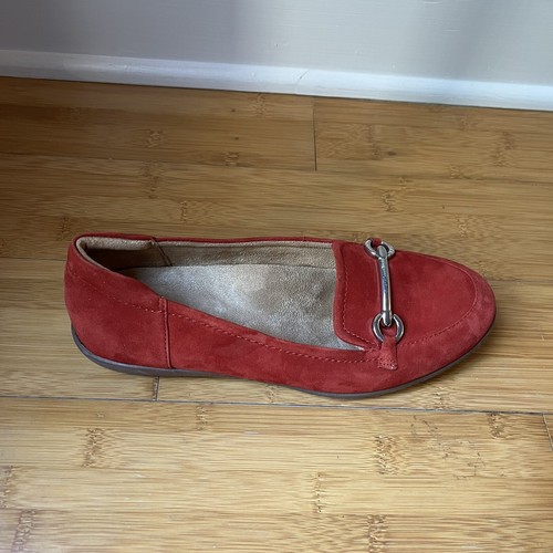 Naturalizer Loafers Women's Size 7M Red Leather Comfort Suede Horsebit - Picture 7 of 9