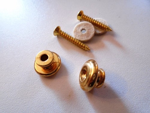 New Straplock Mushroom Set - Extra Quality - Gold - White Felt - Picture 1 of 2