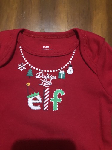 Holiday Time Girl’s Bodysuit Creeper Size 0-3M “daddy’s Little Elf” - Picture 3 of 10