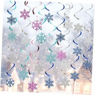 24 Pcs Snowflake Decorations Winter Snowflake Hanging Swirl 24pcs-4.7in