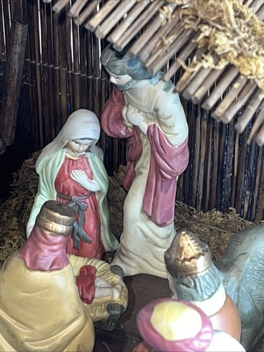 Vintage Krippe 11 Figuren Krippe Krippe Weihnachten handbemalt Deko - Bild 17 von 19