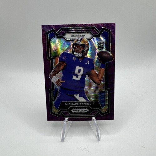 24 Panini PRIZM Draft Picks Purple Wave Michael Penix Jr #101 Falcons,Huskies RC - Foto 2 di 4