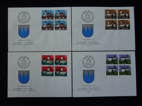 Pro Patria castles set of 4 FDC Switzerland 1979 (block of 4)