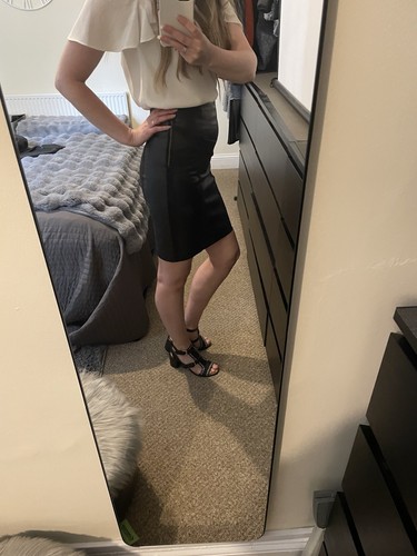 Ted Baker Real Leather Pencil Black Skirt Size 8 - Picture 4 of 11