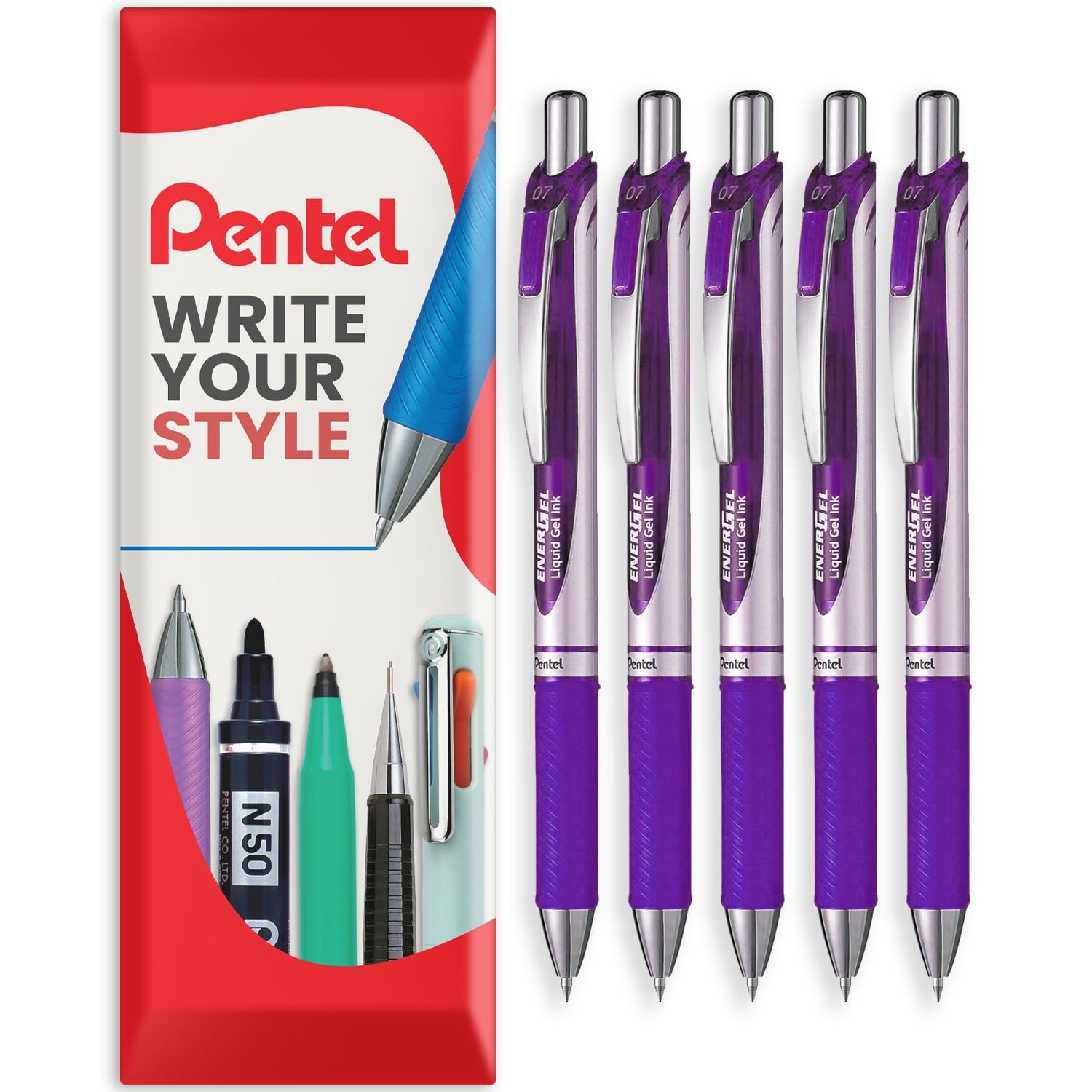 Stylo roller EnerGel XM BL77 lot de 5 pour écrire sans fatigue et sans taches de gel