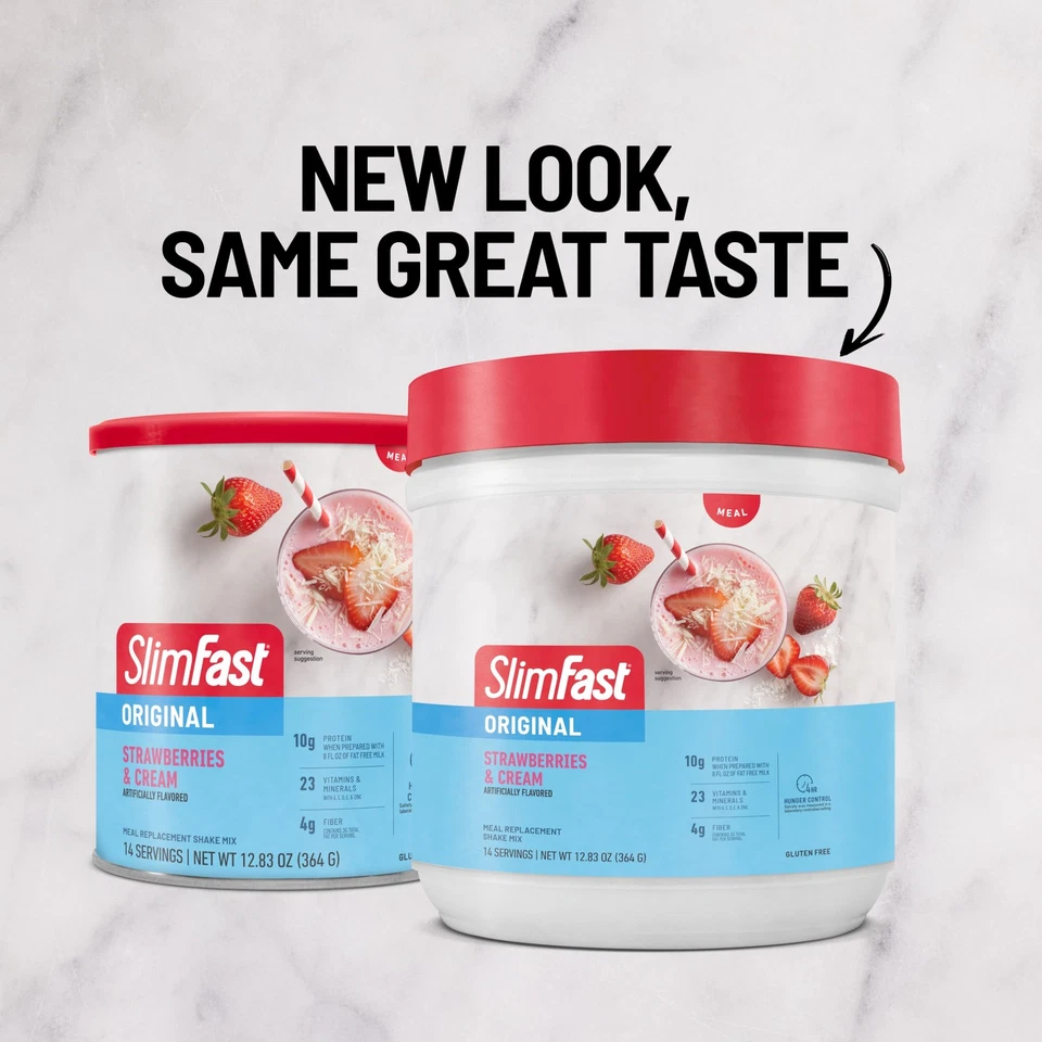 Сменный порошок для еды SlimFast, оригинальная клубника и сливки, смесь для коктейлей, 10 г - Изображение 4 из 4