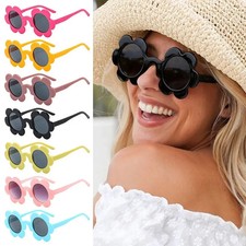 Round Flower Frame Sunglasses UV400 Lenses Sunflower Design Women Party Glasses