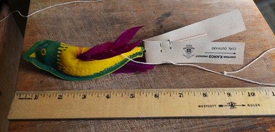 1940s NOS Flying Bird On Stick Kanco American Toys Carnival Green Yellow Purple