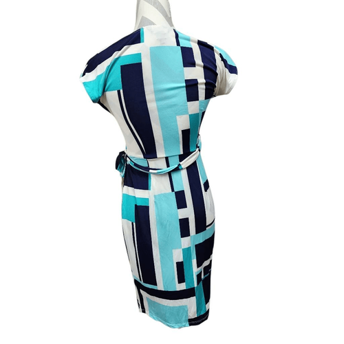 Maggy London The Collins Tie Wrap Short-Sleeve Geometric Dress Career Women's 0 - Picture 4 of 9