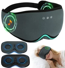 LC-dolida Bamboo Cotton Bluetooth Sleep Mask, 2 in 1 3D Soft Sleep Mask with ...