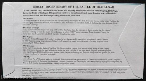 Jersey Stamps "Battle of Trafalgar Bicentenary" First Day Cover 2005 - Picture 3 of 3