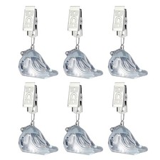  6 Pack Tablecloth Weights, Glass Table Cover Pendant with Metal Clip Grey