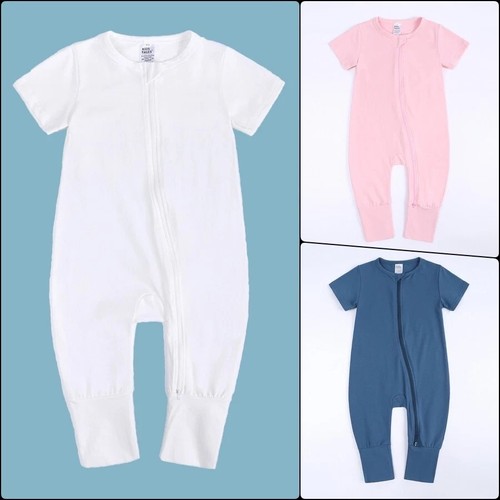 3pc NWT* Baby Romper-Sleeper Short Sleeve Cotton Double Zipper 4-Sizes Bodysuit - Picture 26 of 28