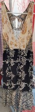 Santiki Women’s L Regular Black/Beige Floral Scoop Neck Sleeveless Midi Dress
