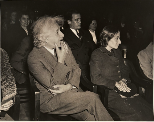 ALBERT EINSTEIN SITTING IN A THEATER AUDIENCE - 1940s PHOTOGRAPH