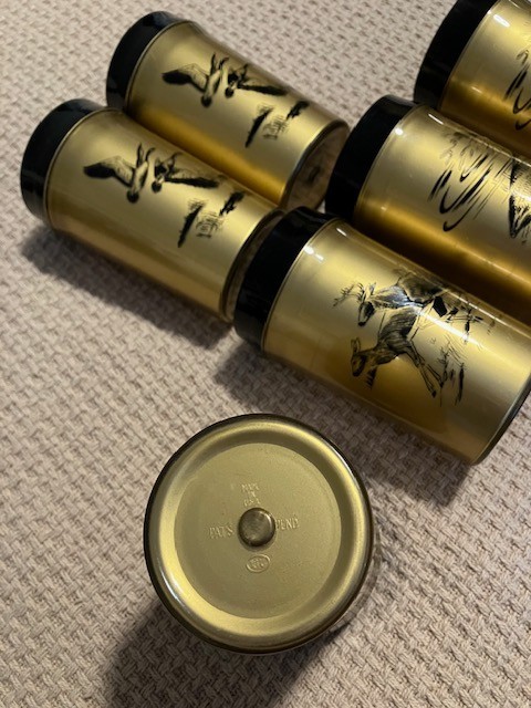 6 MCM Vintage NFC Insulated Gold Black Geese Deer Fish  Design Plastic Tumbler