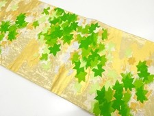 7820145: JAPANESE KIMONO / ANTIQUE FUKURO OBI / WOVEN MAPLE LEAVES