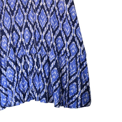 Talbots Midikleid Damen 20 W 22 W blau Ikat Rüschen Ausschnitt Arme Schlüsselloch Ausschnitt Boho - Bild 5 von 12