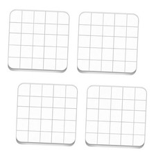 4PCS Stamp Block,Square Acrylic Blocks for Stamping, with Grid Lines, Clear
